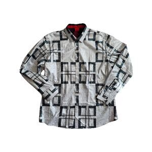Vassari LA Designer Mens Modern Baroque Geometric Dress Button Up Shirt‎ XXL